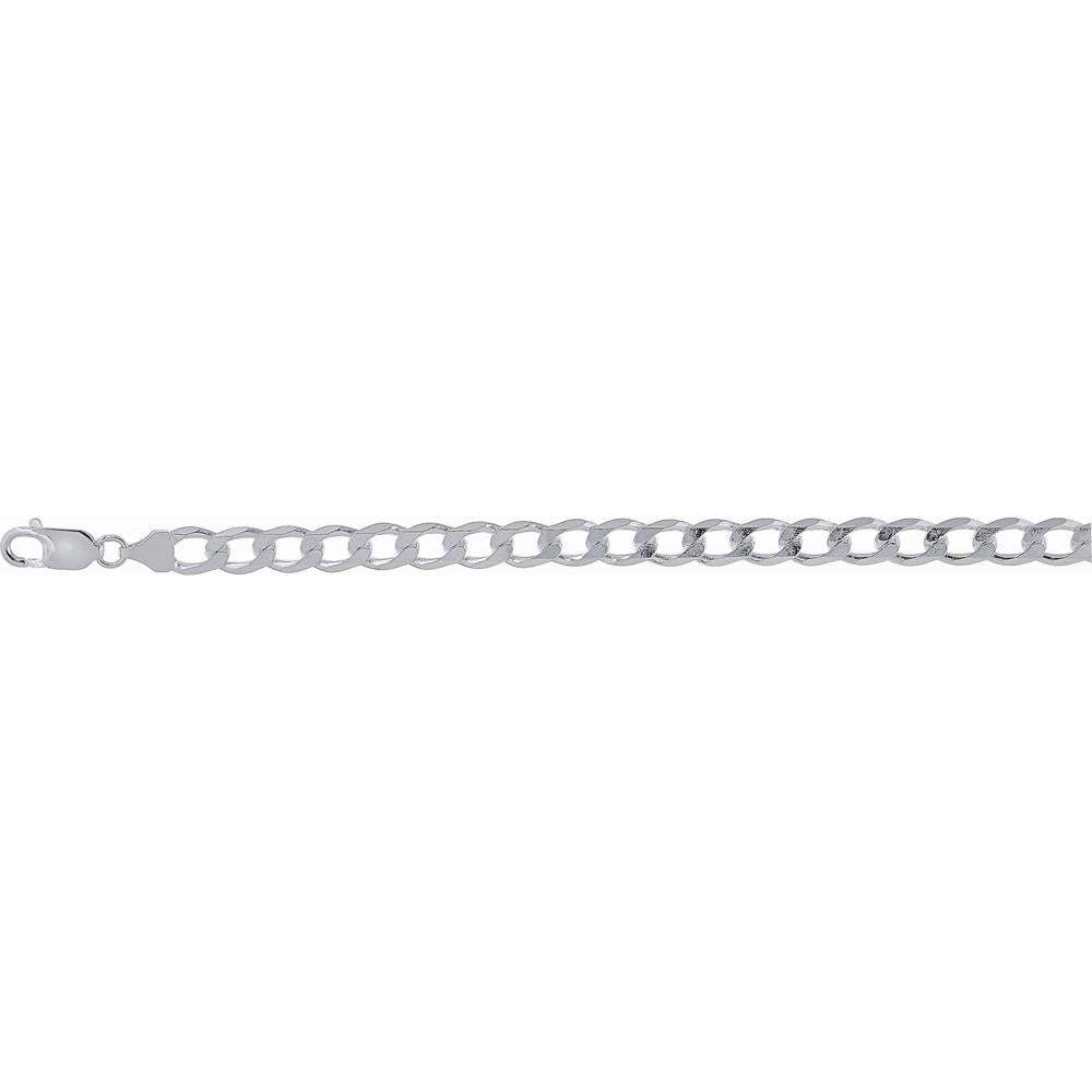 Orozza Fine Jewelry 7.8mm polished sterling silver curb chain with lobster clasp, shown at 24 inches length