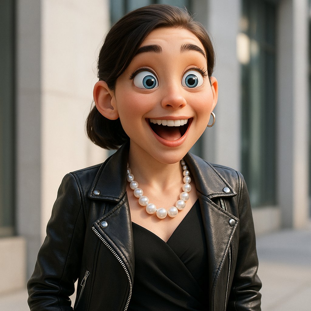 A modern baroque pearl necklace layered with gold chains on a woman wearing a casual white t-shirt