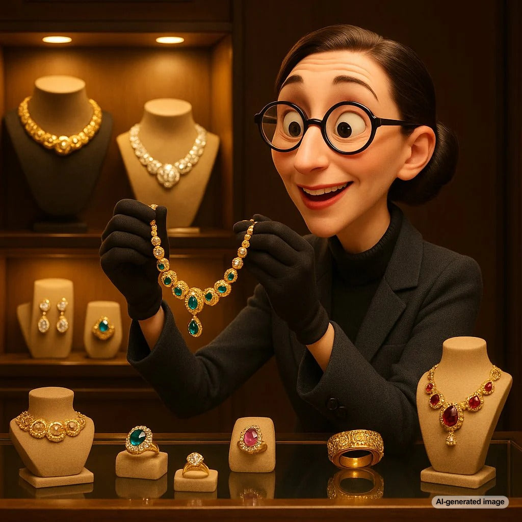 Suzanne Belperron vintage jewelry designs featuring bold geometric shapes and colorful gemstones
