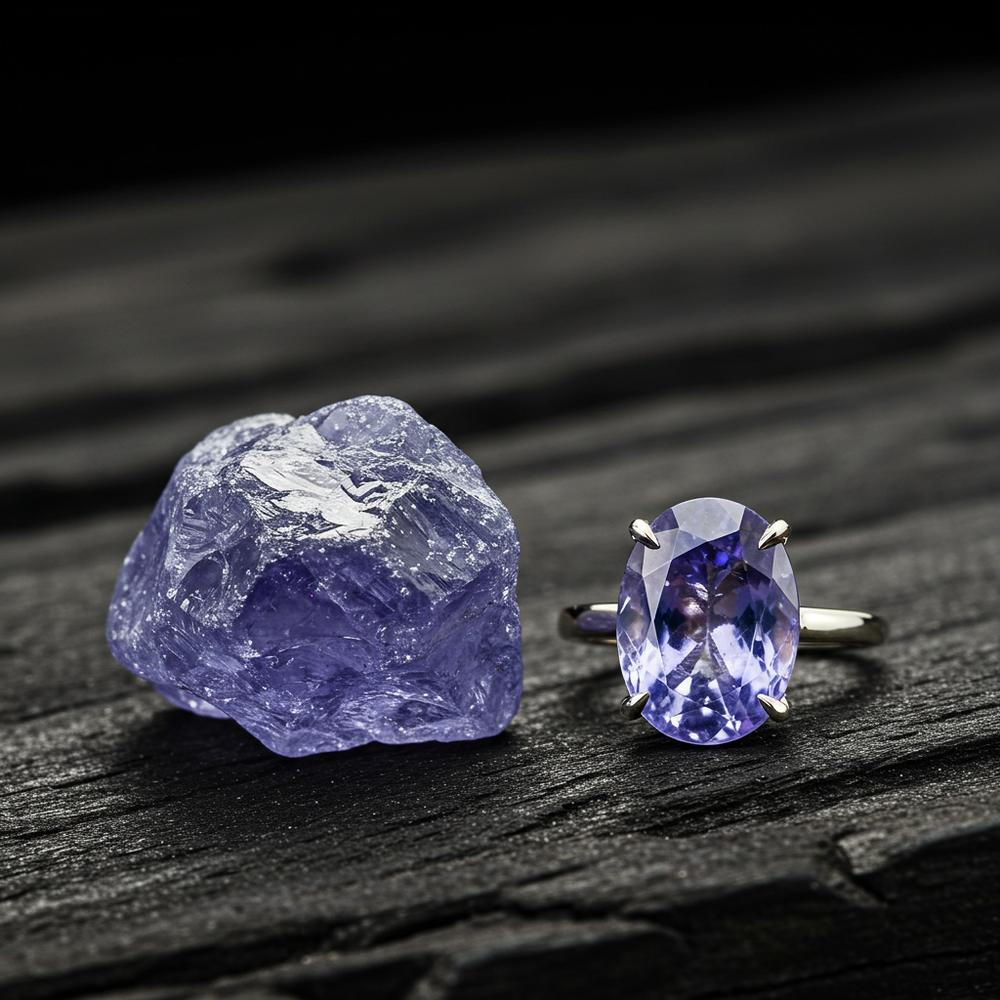A stunning tanzanite gemstone showcasing its vibrant blue-violet hues in a fine jewelry setting.