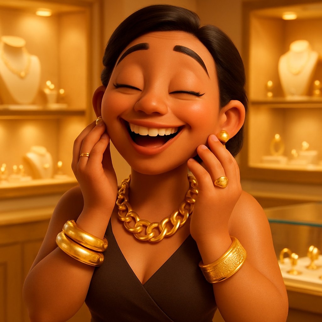 Luxurious 22k and 24k gold jewelry collection showcasing necklaces, bracelets, and rings with rich yellow gold color