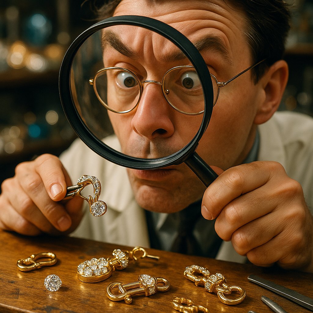 Close up macro shot of various types of jewelry clasps on a dark background