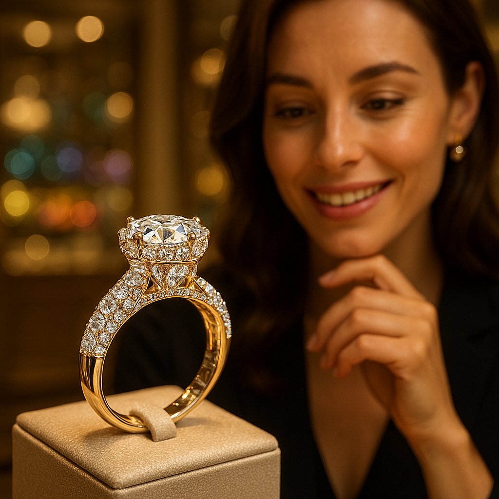 Detailed diagram and photograph showing the anatomy of a ring, highlighting the shank, gallery, shoulder, and girdle.