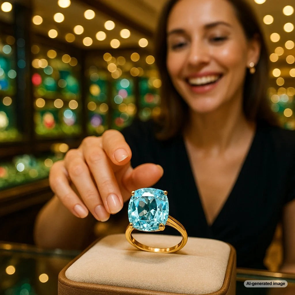 Stunning aquamarine gemstone jewelry showcasing the stone's remarkable clarity and serene blue color