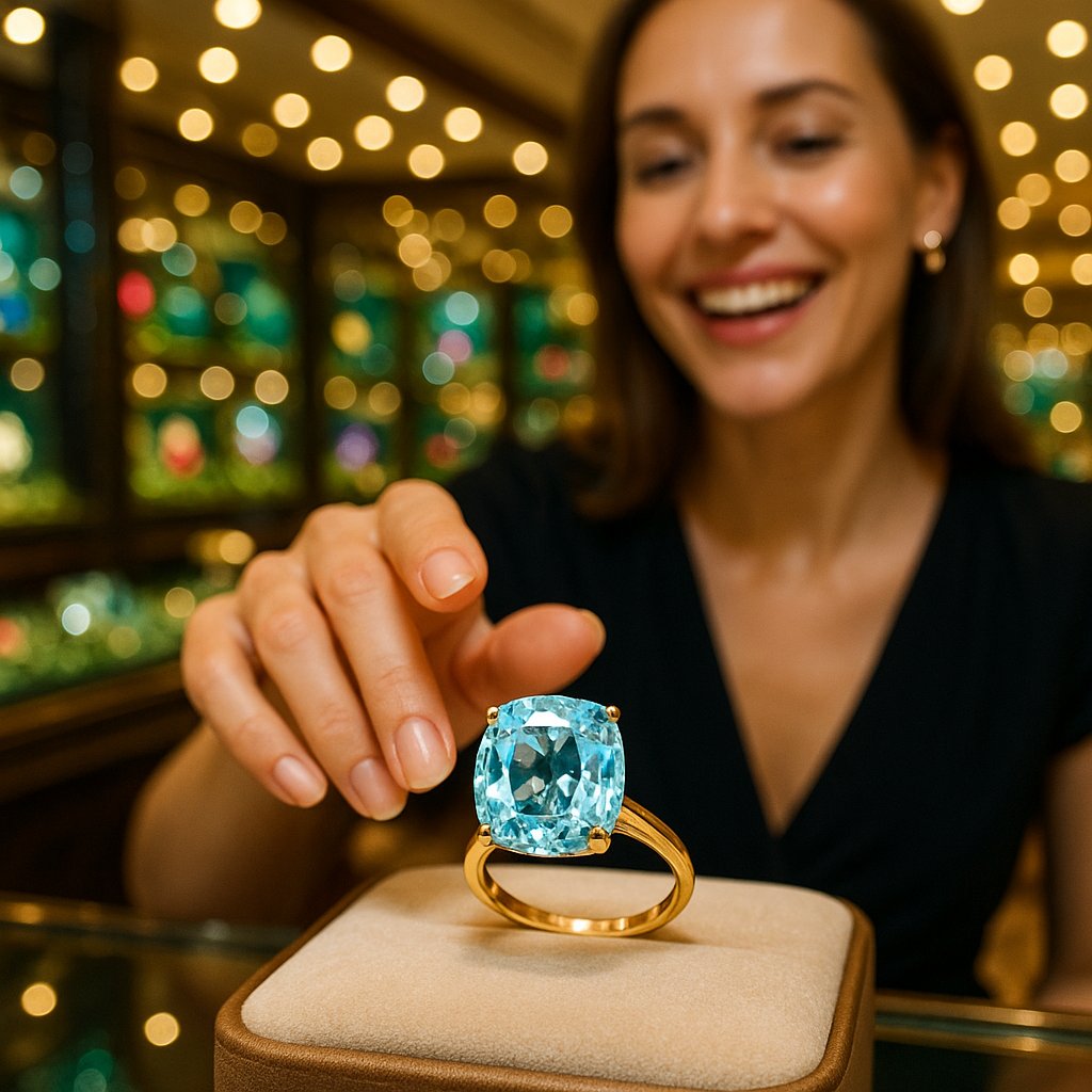 Stunning aquamarine gemstone jewelry showcasing the stone's remarkable clarity and serene blue color