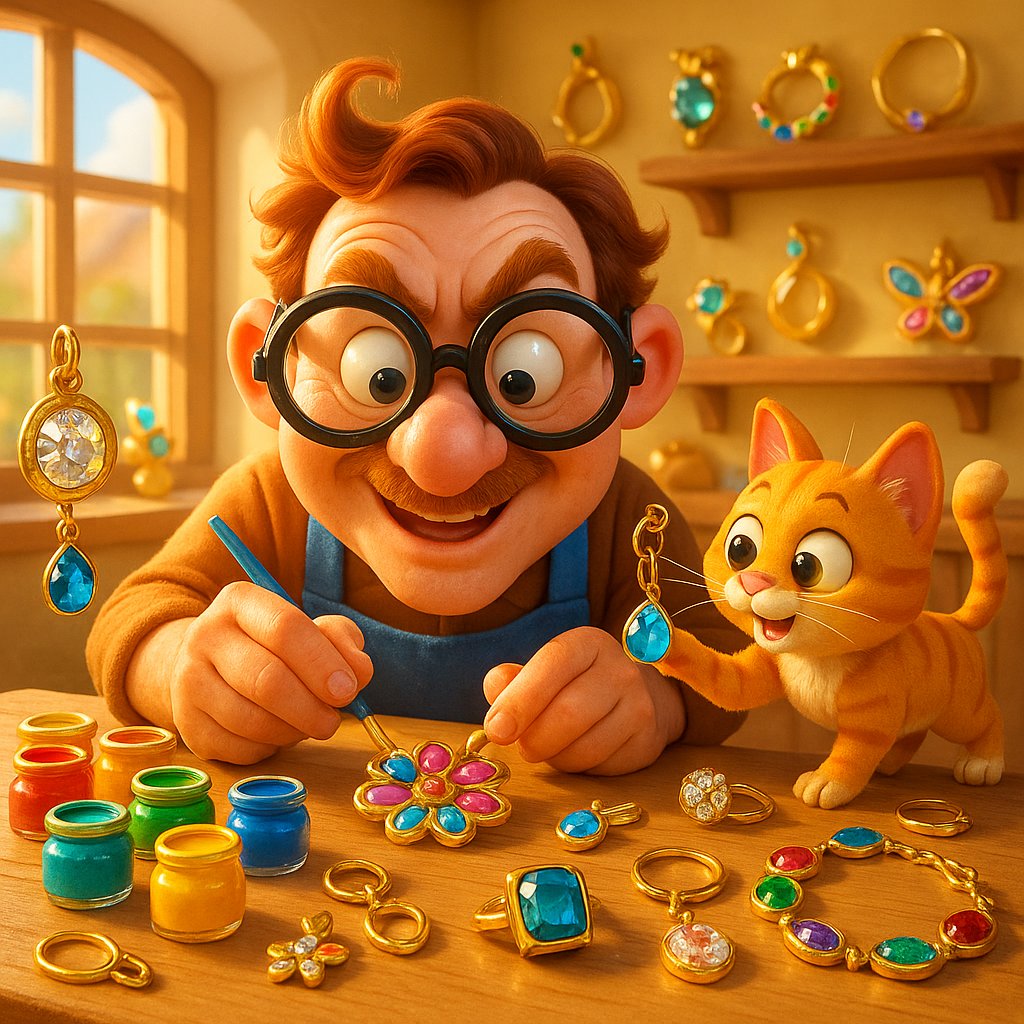 Close up of a vibrant hand-enameled jewelry piece showing intricate details and brilliant colors