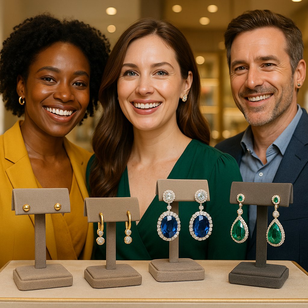 A stunning collage of various earring styles from delicate studs to bold statement pieces, showcasing the art of earring design.