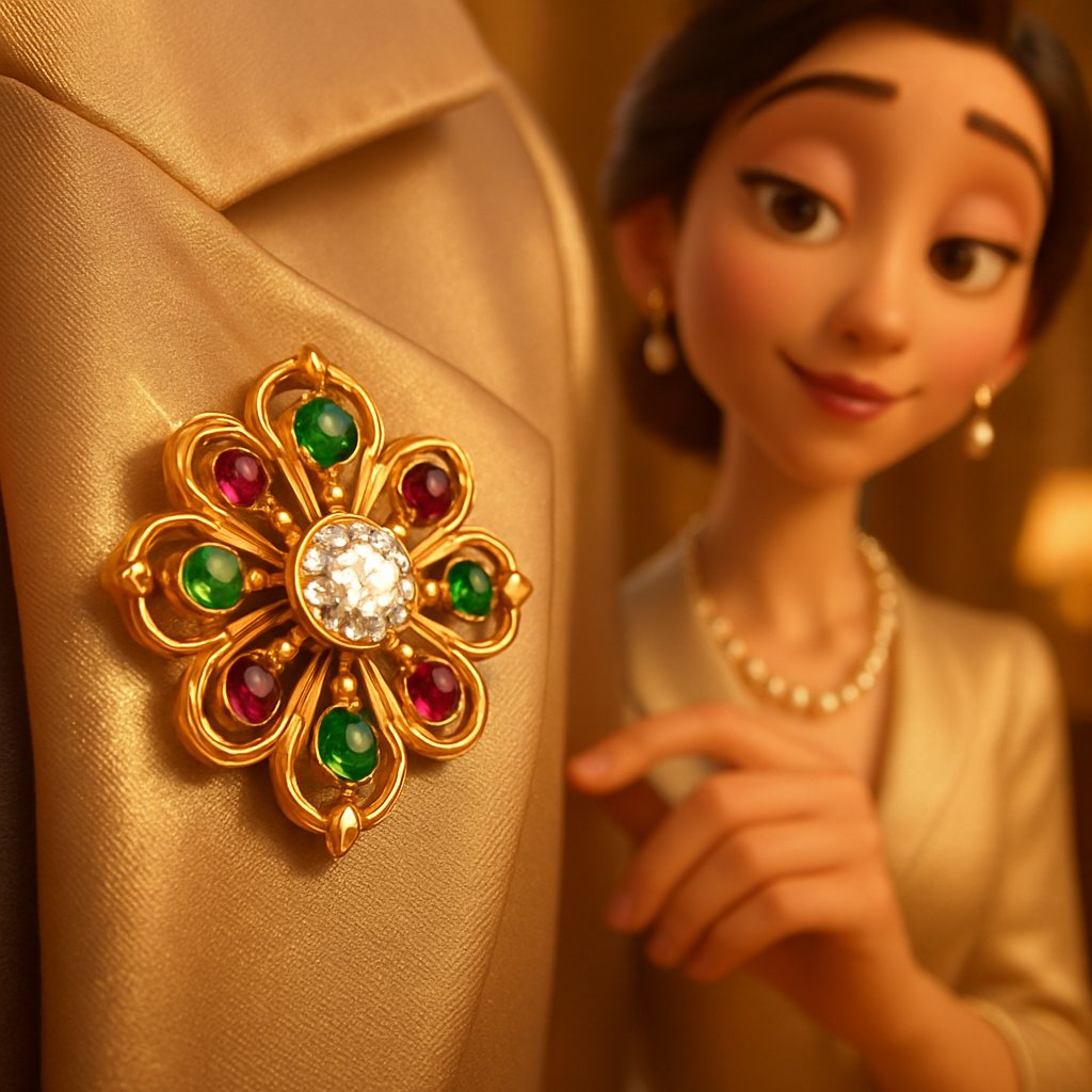 A stunning collection of elegant and artistic brooches and pins displayed at Robinson's Jewelers