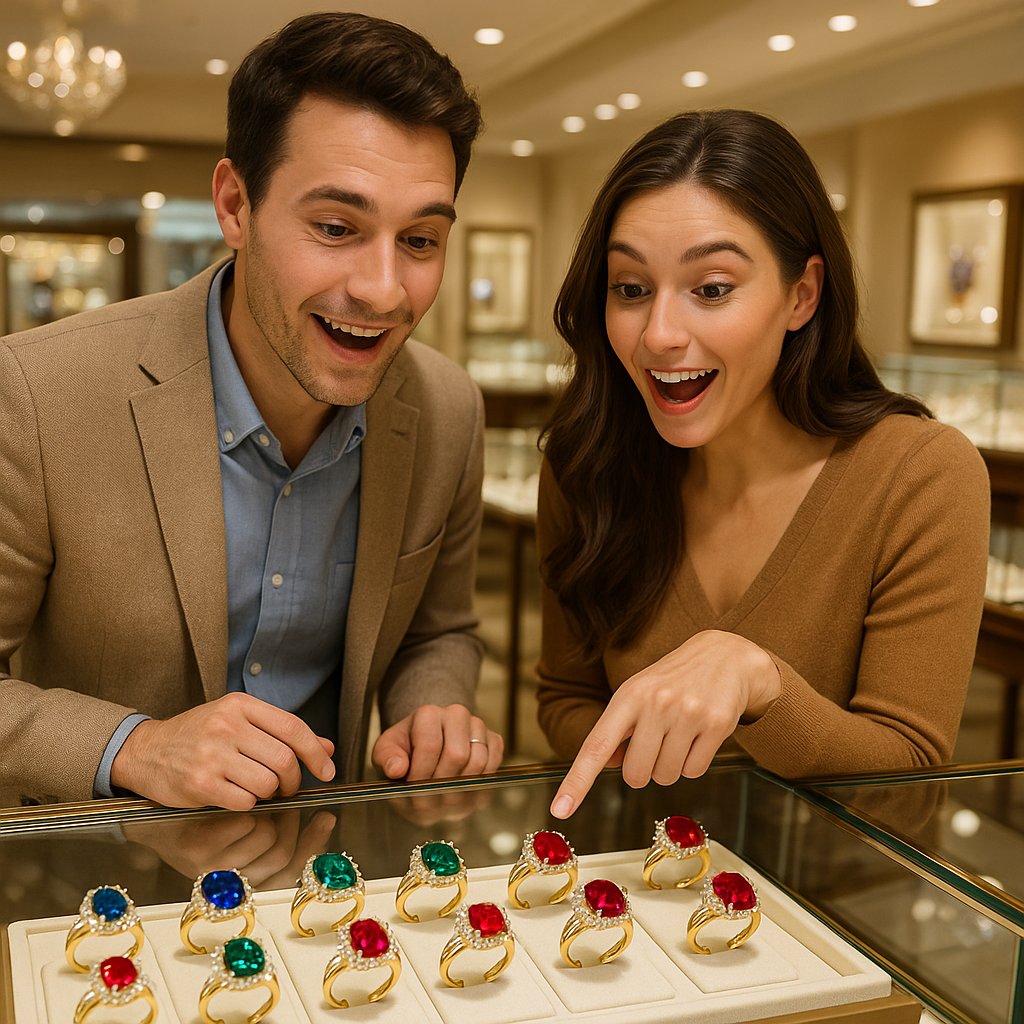 Alternative engagement rings featuring sapphire, morganite, and moissanite stones in elegant settings