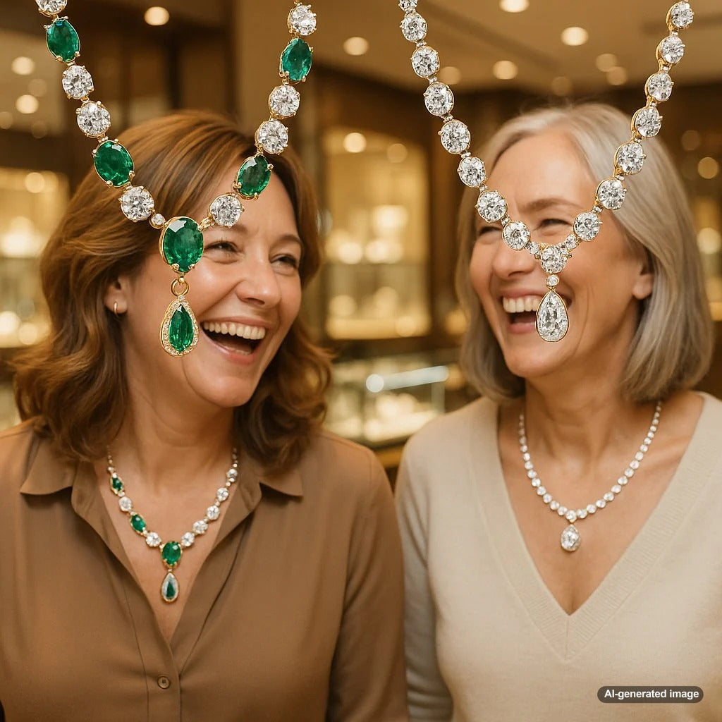 Two elegant best friend necklaces displayed together, symbolizing a long-distance connection