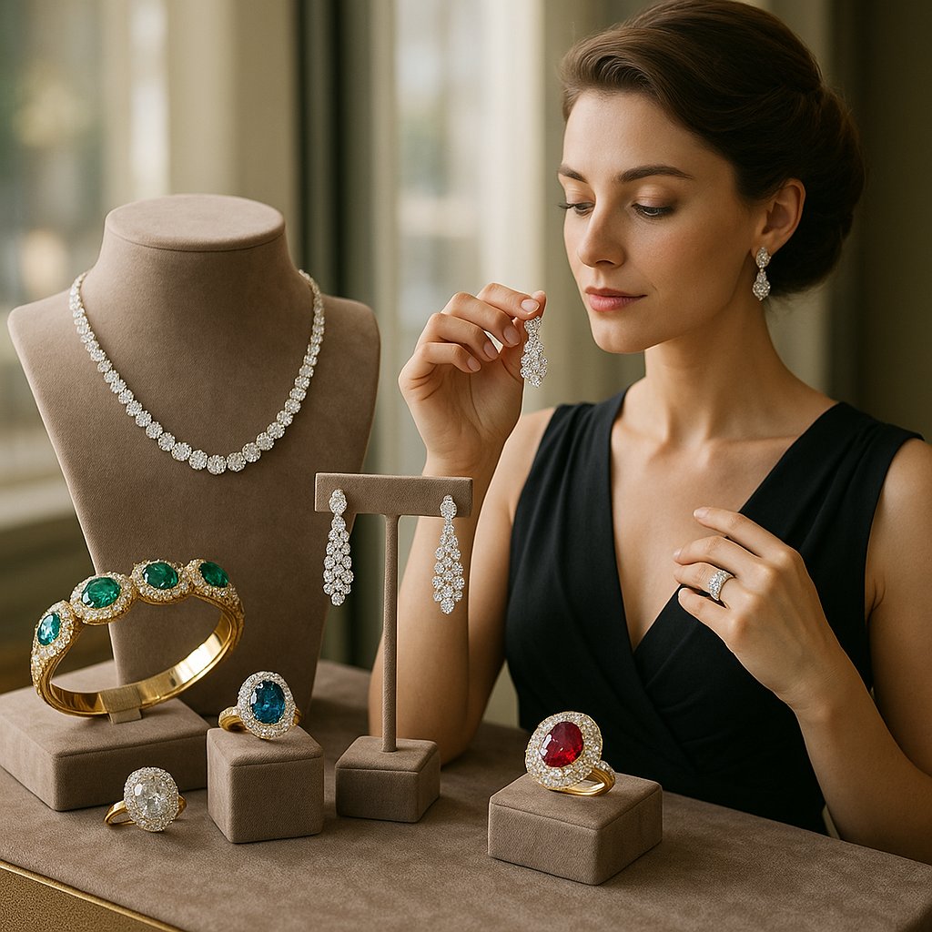 Luxury jewelry dupes showcasing designer-inspired pieces including bracelets, necklaces and rings that offer high-end style at affordable prices
