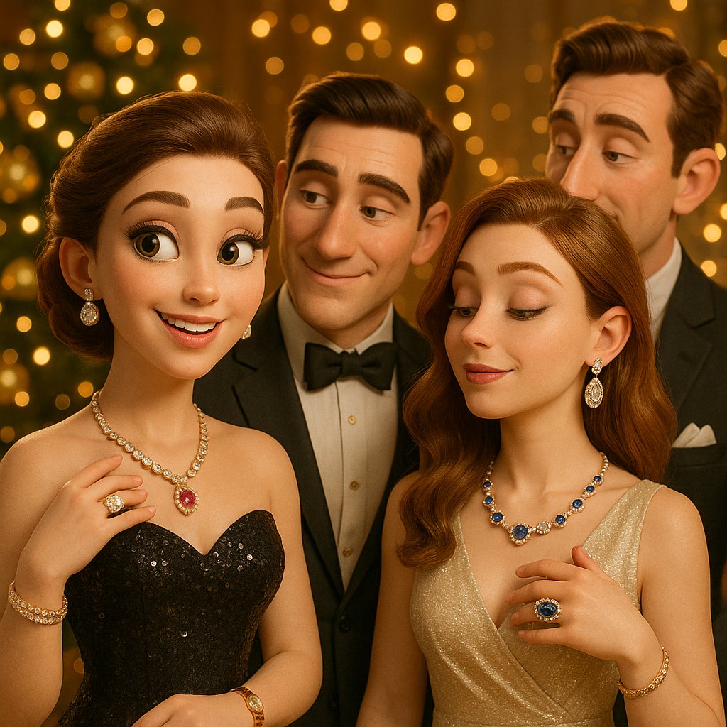 Elegant holiday jewelry selections from Robinson's Jewelers, featuring sparkling necklaces, earrings, and bracelets for festive occasions