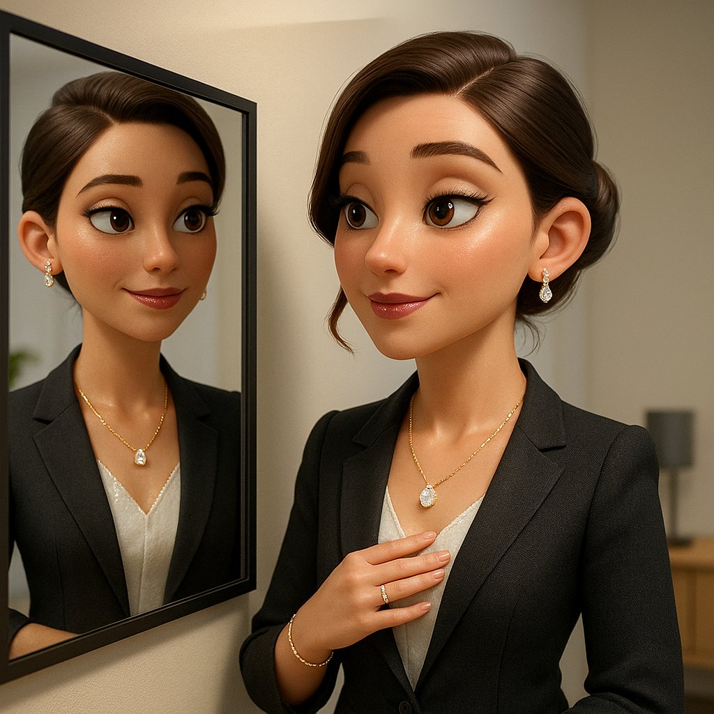 Elegant professional jewelry for job interviews featuring diamond studs, a delicate necklace, and a classic watch