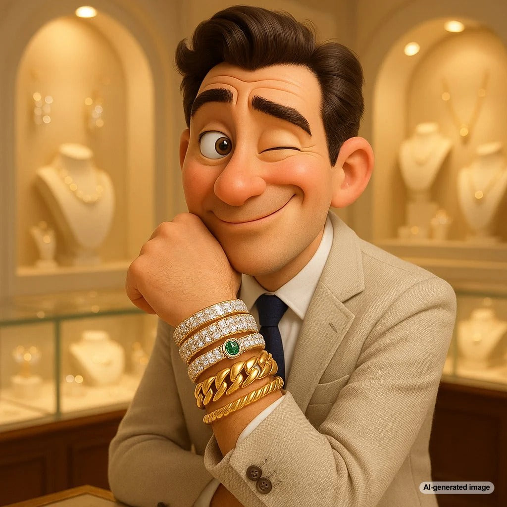 Stylish men's bracelets from Robinson's Jewelers featuring leather, metal, and beaded designs