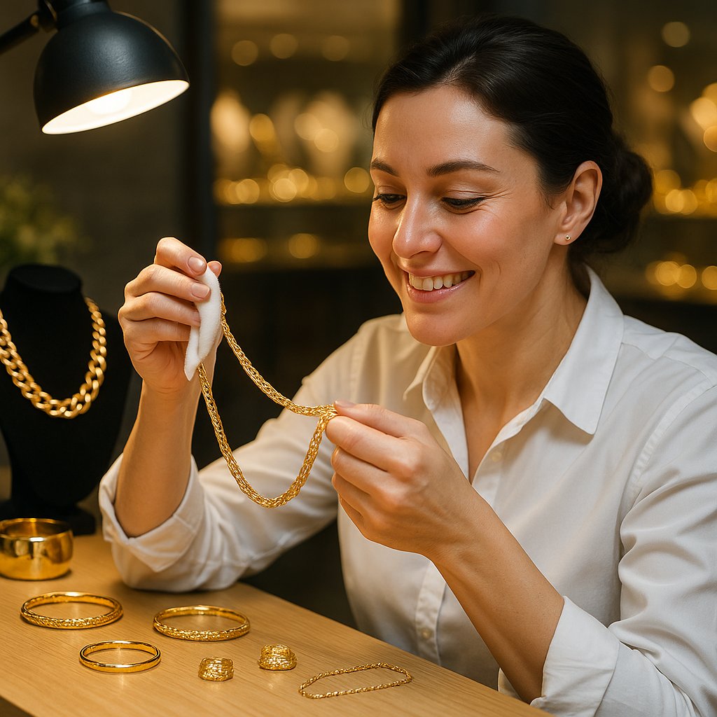Professional gold jewelry cleaning and polishing techniques for restoring shine