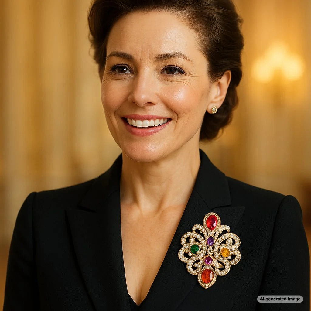 A modern and stylish brooch collection from Robinson's Jewelers, showcasing the reimagined boldness of this classic statement piece.