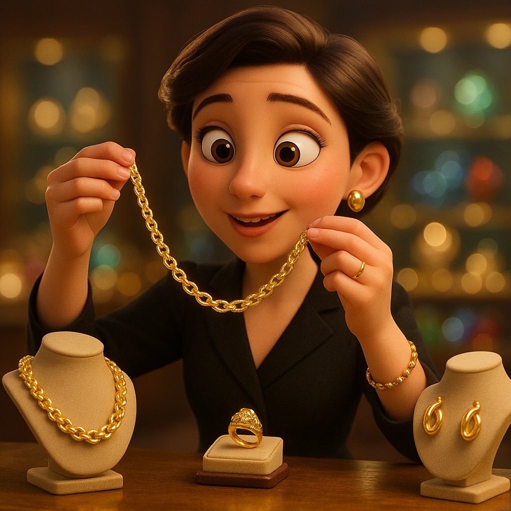 Close up macro shot of brilliant untarnished yellow gold jewelry showing its pristine metallic surface