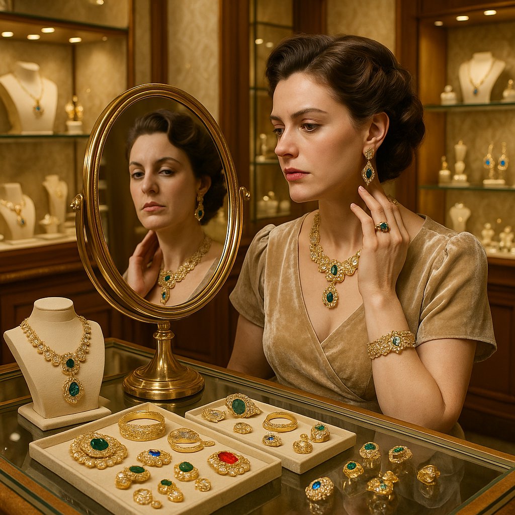 Vintage jewelry collection featuring Art Deco rings, Victorian lockets, and estate bracelets displayed on velvet