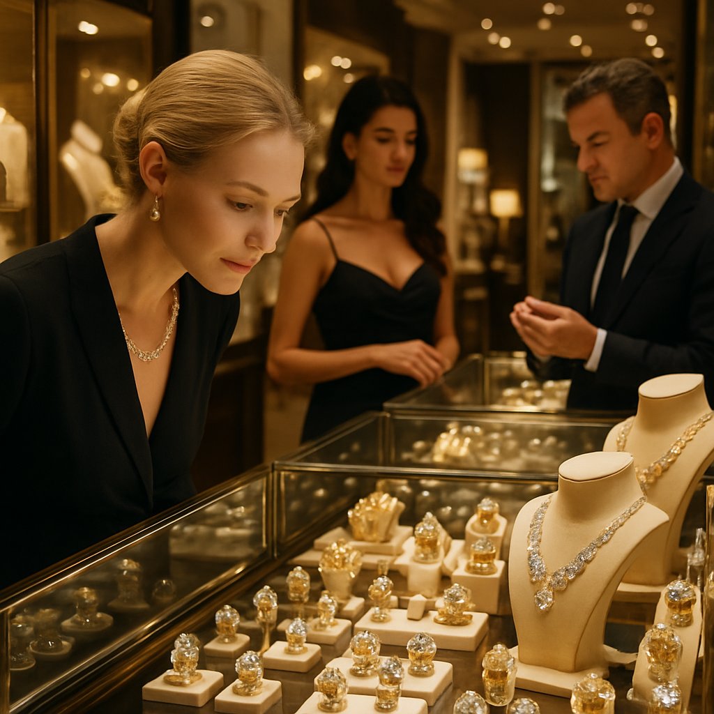 An elegant assortment of pre-owned fine jewelry including rings, necklaces, and bracelets from luxury brands, showcasing the value of the resale market