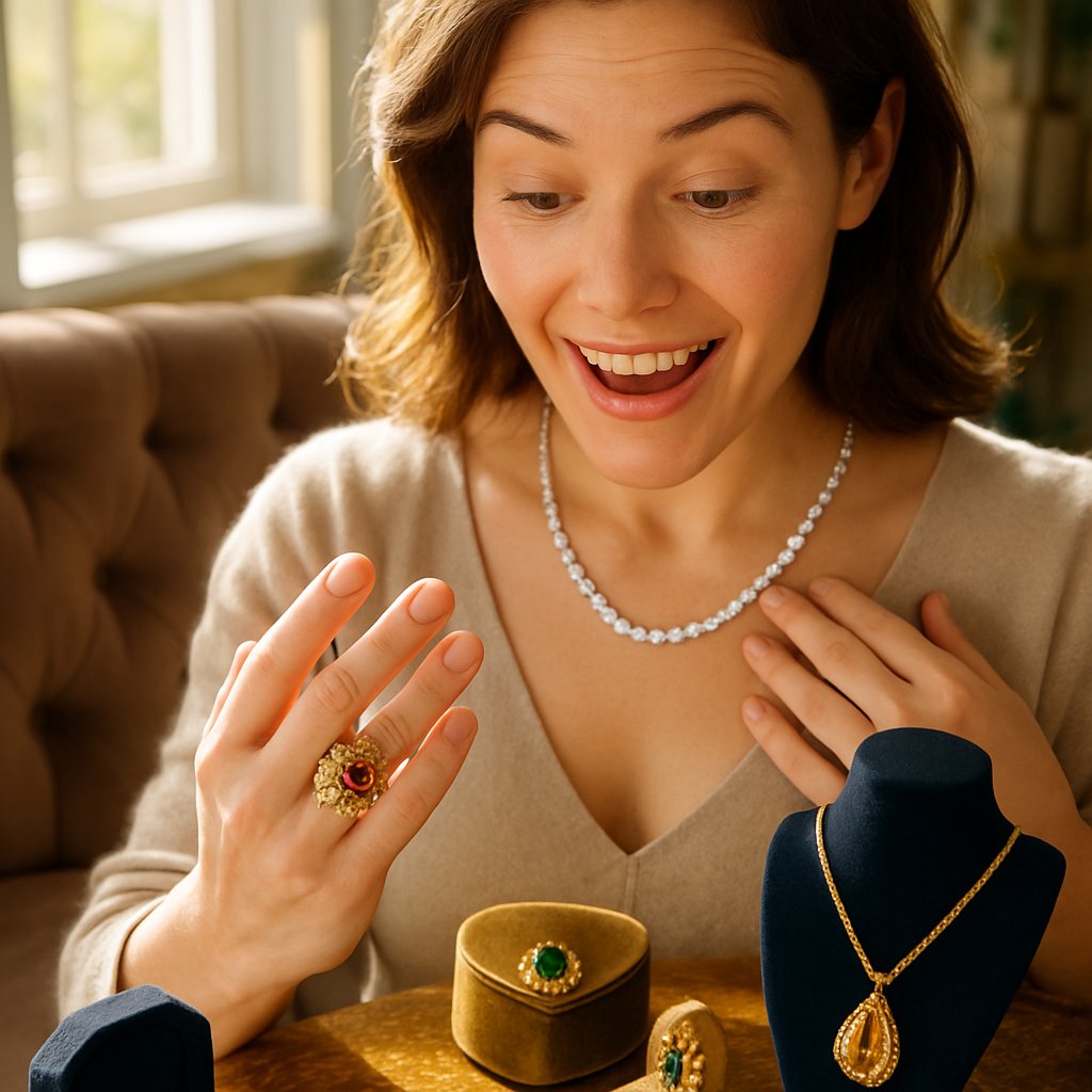 Side-by-side comparison of a vintage inherited ring and a sparkling new diamond ring from Robinson's Jewelers