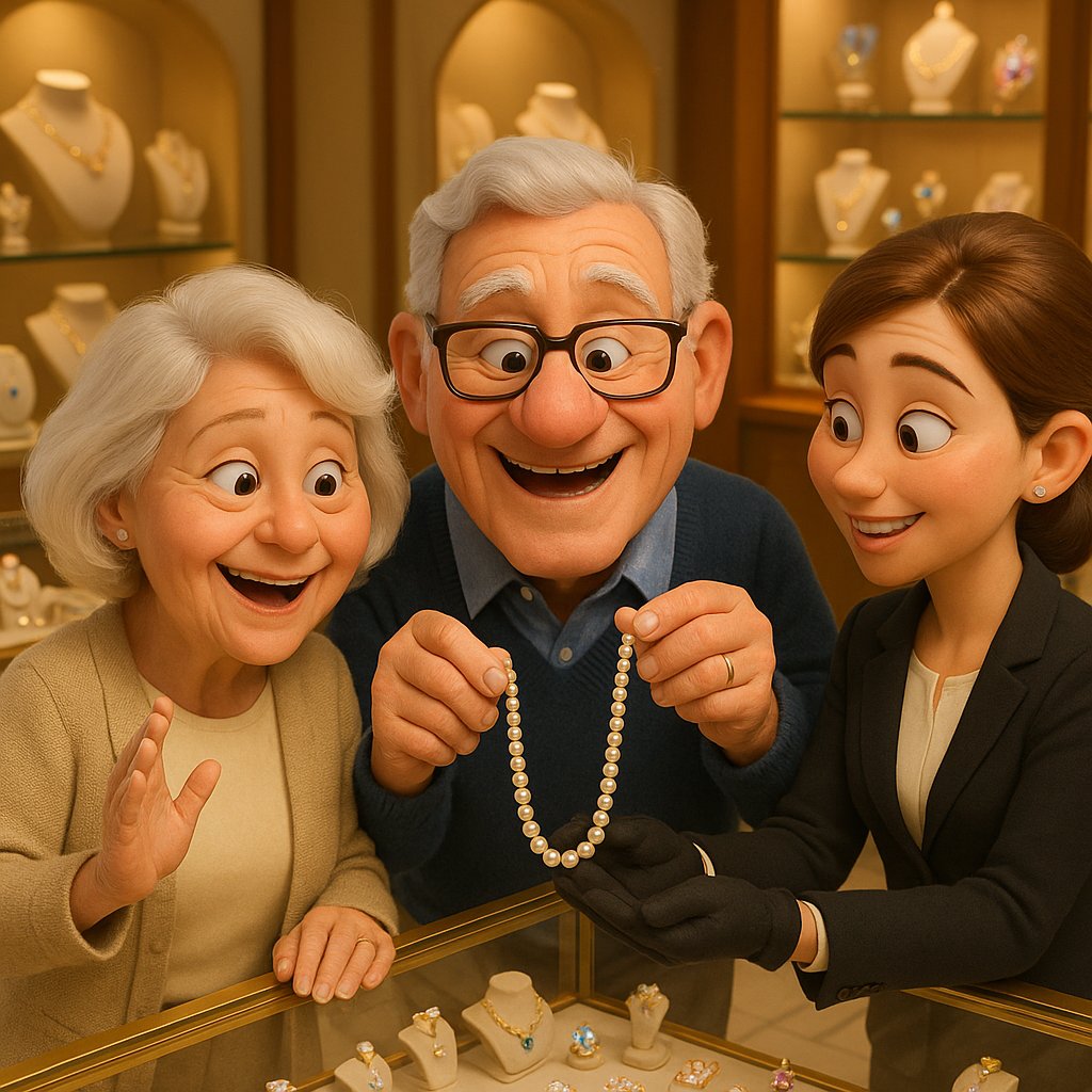 Elegant strand of luminous pearls draped on a dark velvet background, symbolizing 30 years of marriage