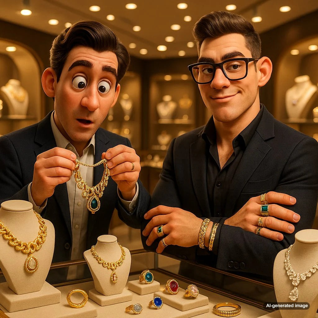 Modern men's jewelry collection featuring rings, bracelets and necklaces showing the evolution from simple bands to bold statement pieces
