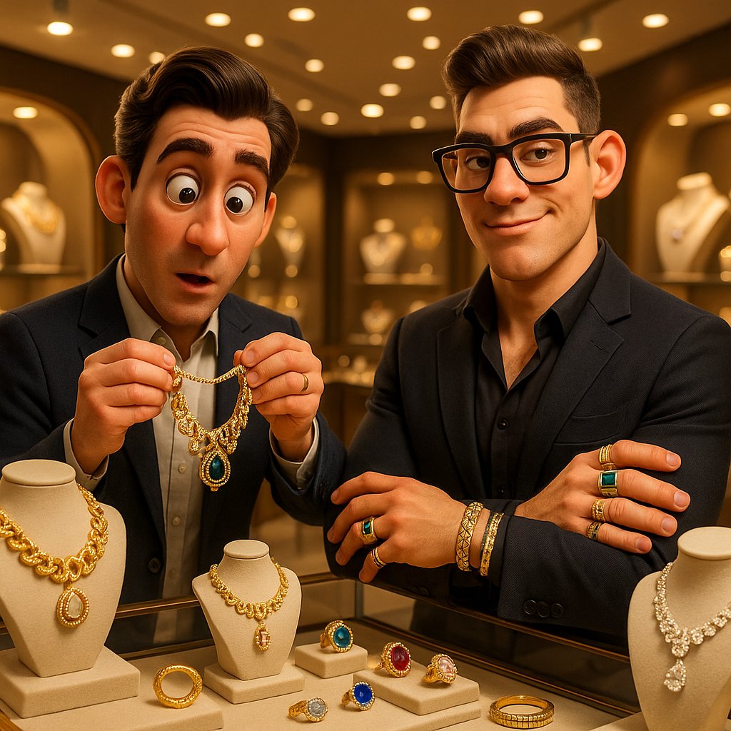 Modern men's jewelry collection featuring rings, bracelets and necklaces showing the evolution from simple bands to bold statement pieces