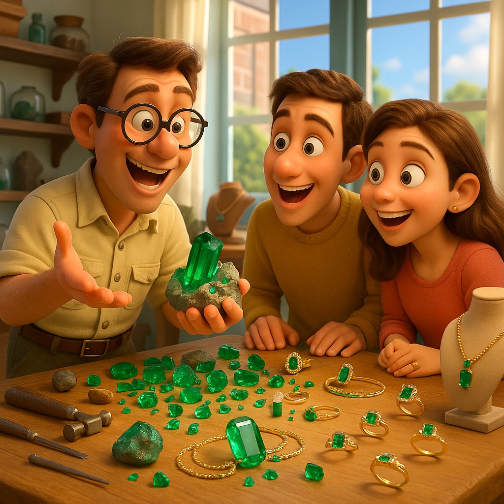 Magnificent emerald gemstone showing brilliant green color and natural inclusions in macro detail