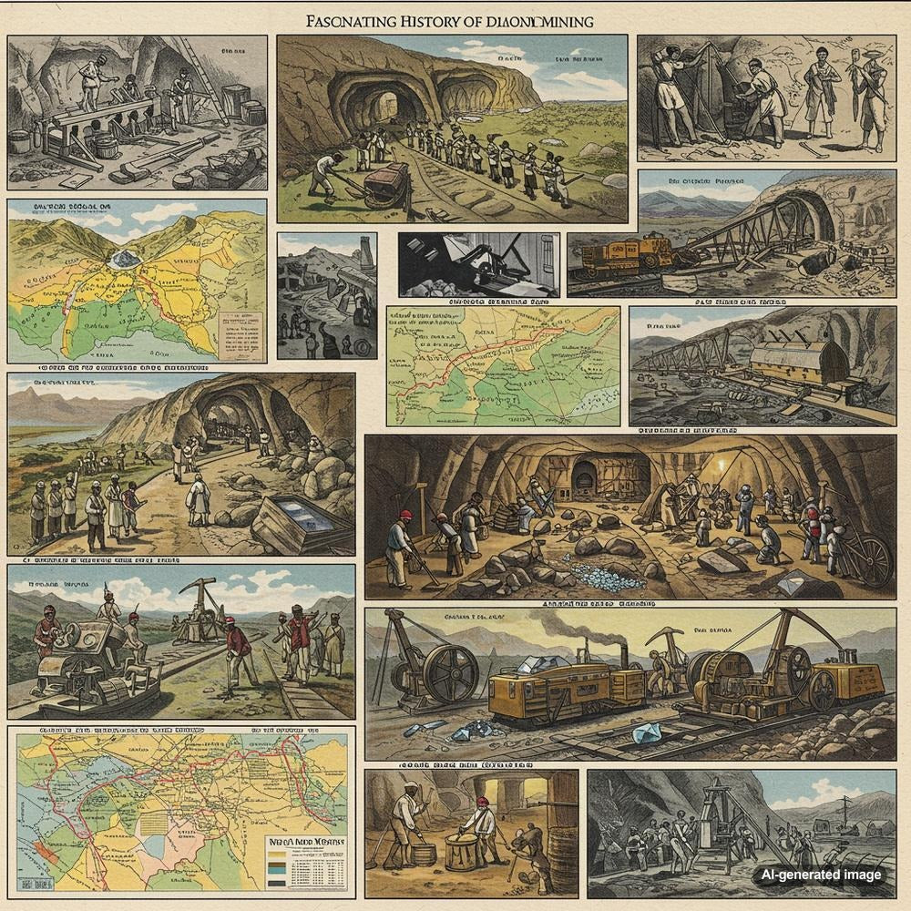 An ancient diamond mine depicting the evolution of diamond mining through history.