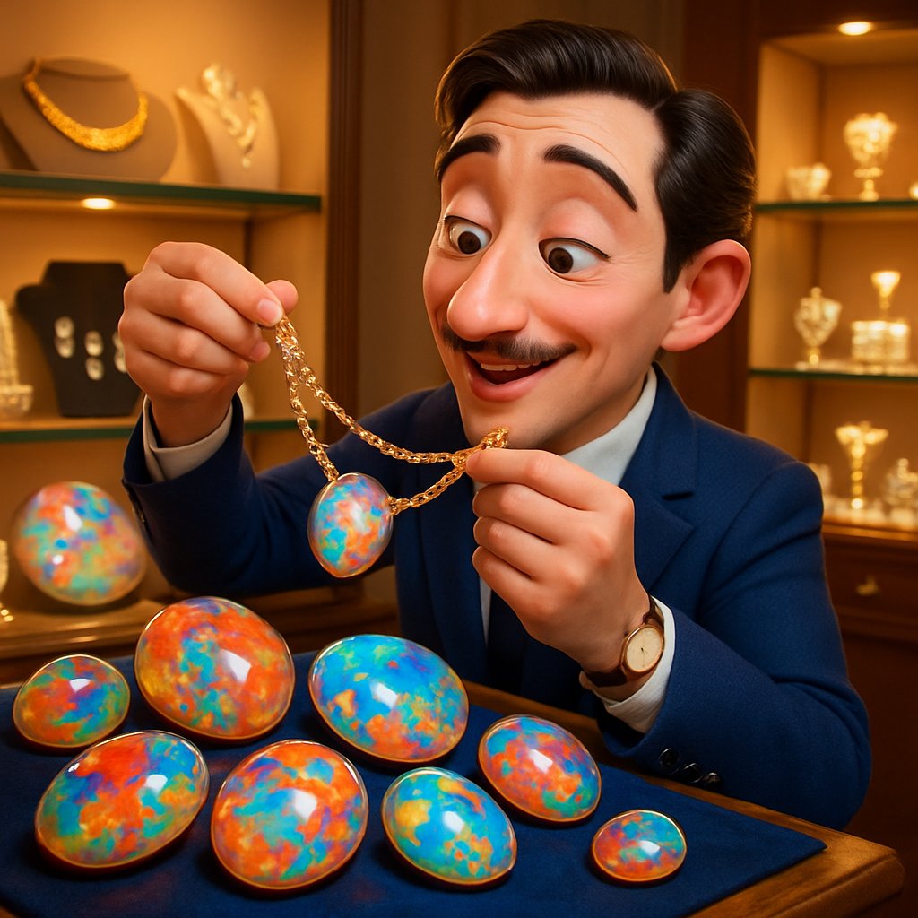 A stunning collection of opal jewelry showing the vibrant play-of-color in various types including black, fire, and white opals