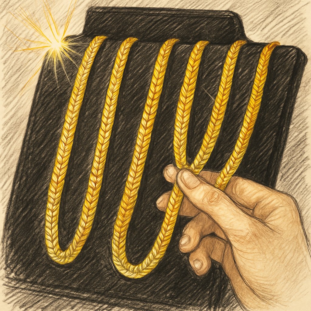 Close up of a luxurious gold herringbone chain lying flat, showcasing its sleek and seamless links.