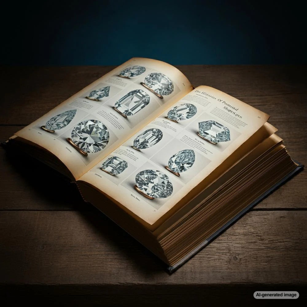 A selection of popular diamond shapes including round, princess, and marquise cuts.