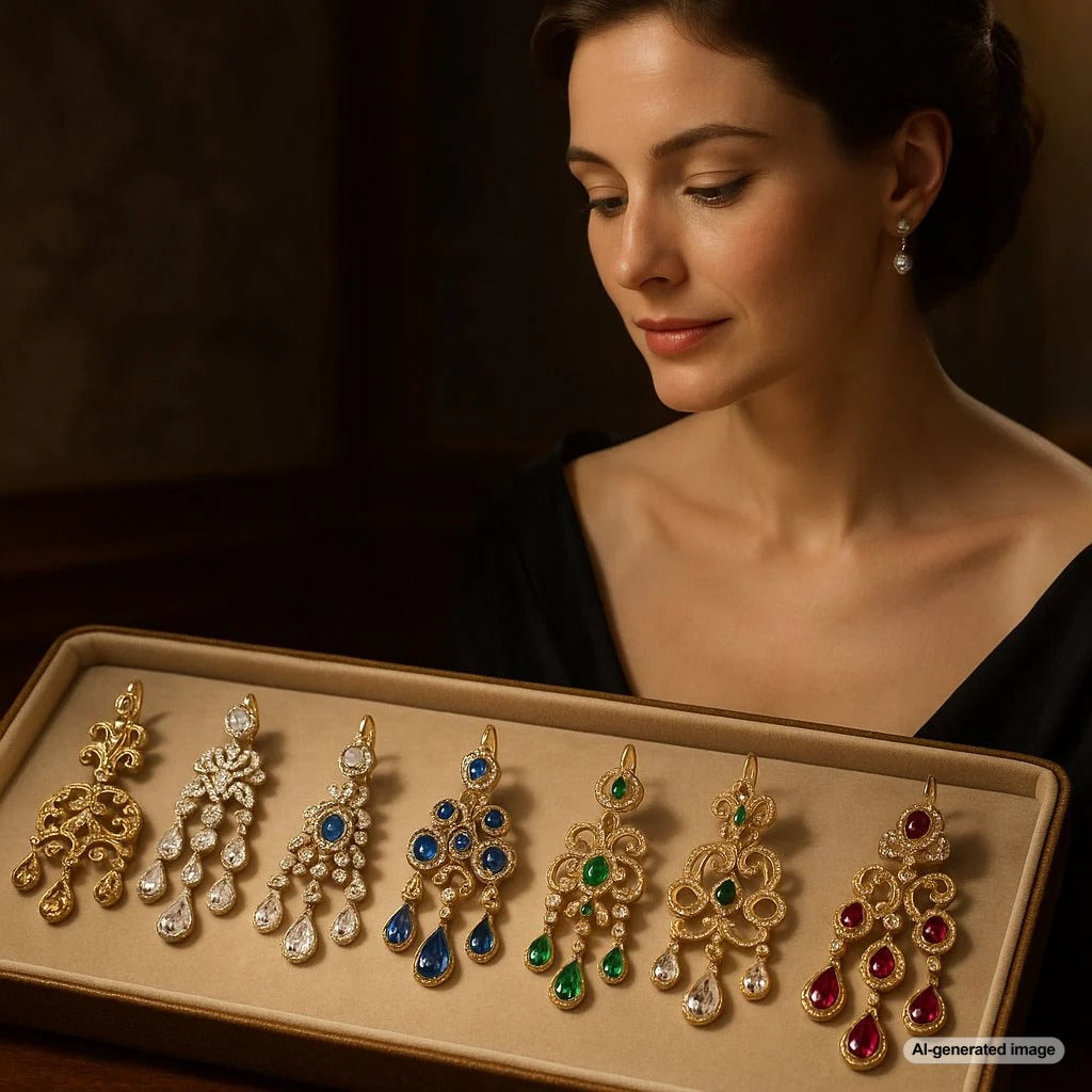 Luxurious diamond girandole earrings showcasing their classic three-drop design and brilliant sparkle