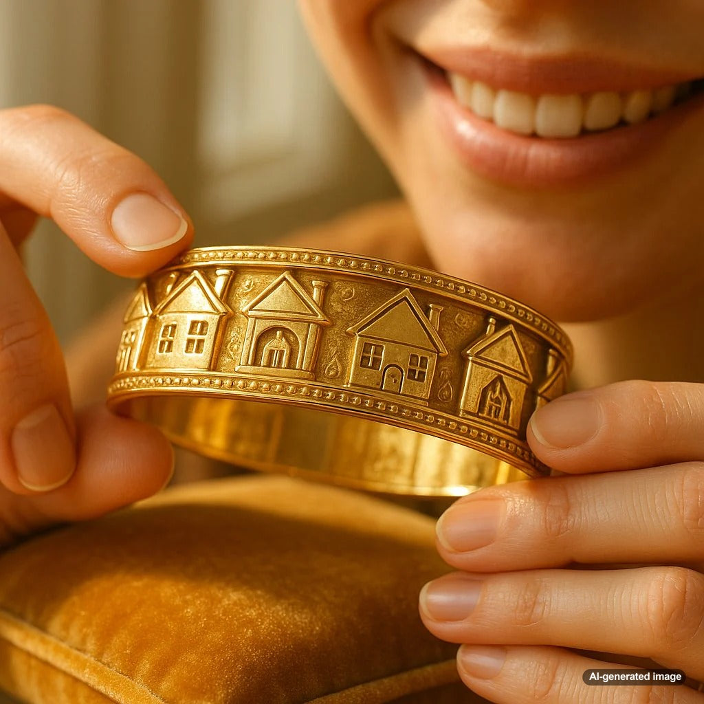 The Housewarming Bracelet featuring symbolic charms of home, heart, and key motifs from Robinson's Jewelers