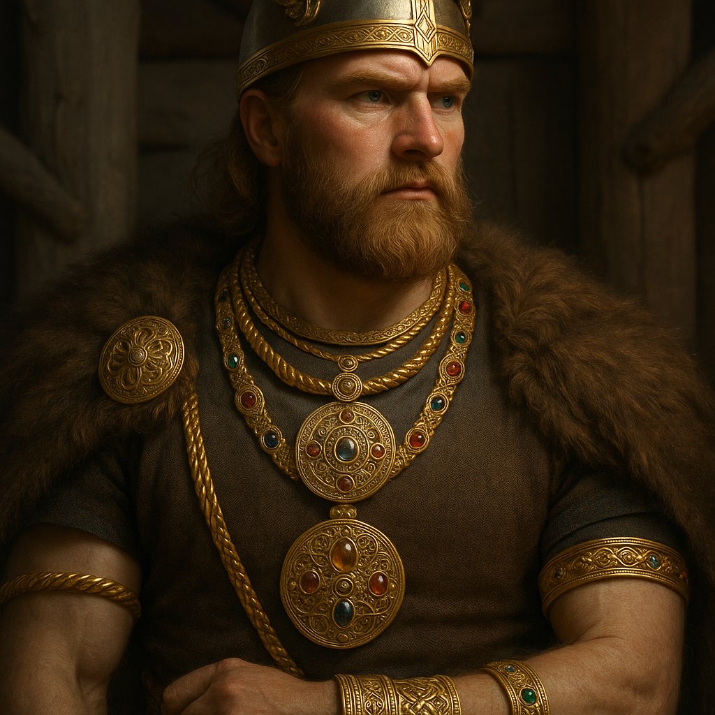 Viking-inspired jewelry featuring arm rings, pendants, and brooches with intricate Norse designs