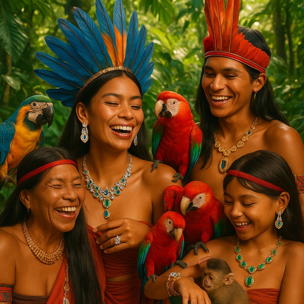 Indigenous Amazonian jewelry featuring natural materials like feathers, seeds, and beads inspiring modern fine jewelry design