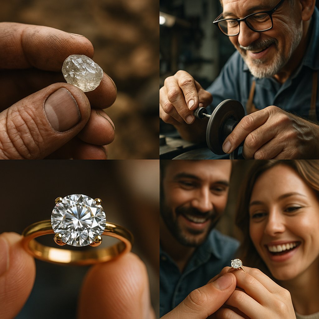 The incredible journey of a rough diamond transforming into a brilliant finished engagement ring