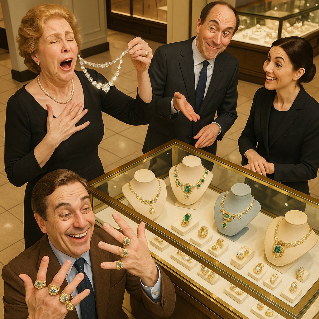 A curated collection of iconic jewelry pieces from master jewelers like Oscar Heyman and Roberto Coin displayed at Robinson's Jewelers