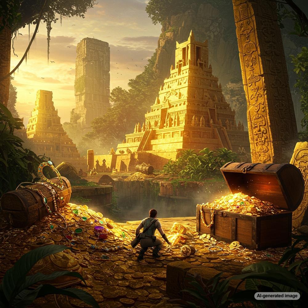 Ancient gold jewelry artifacts from lost cities