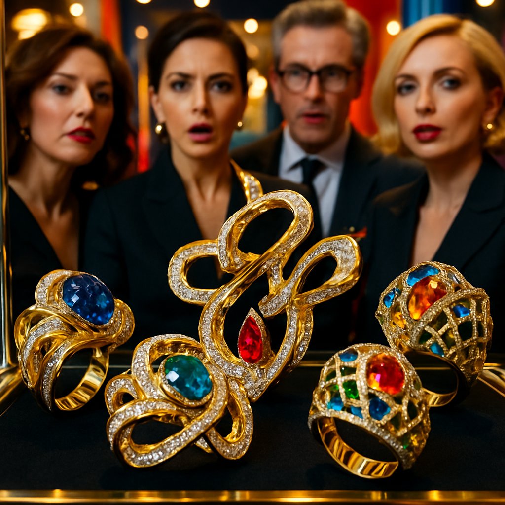 Controversial jewelry designs featuring serpent motifs, skull rings, and bold statement pieces