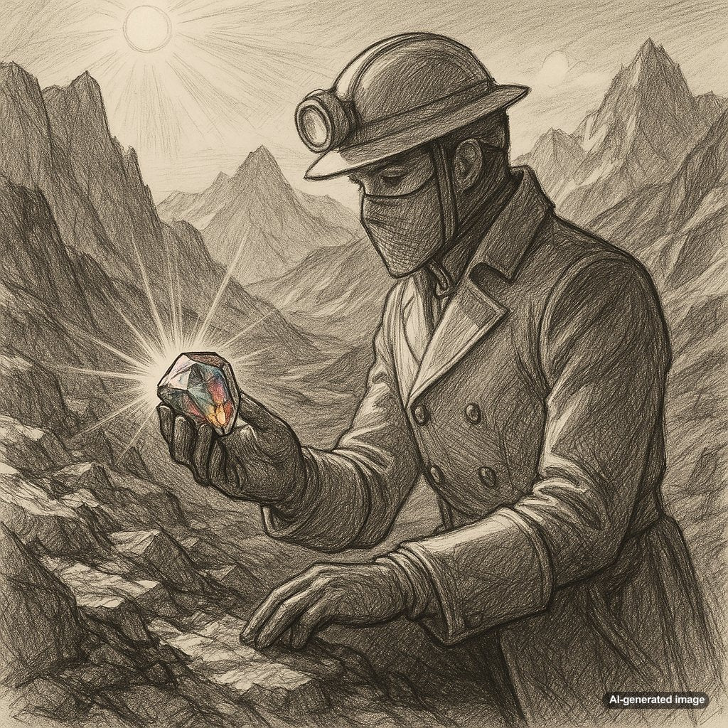Adventurous gemstone mining in remote locations for rare rubies, emeralds, and diamonds