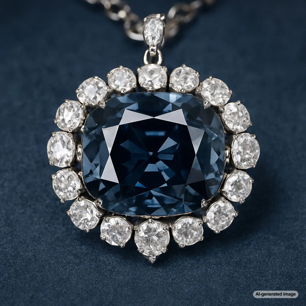 The Hope Diamond in its current setting with mysterious glow