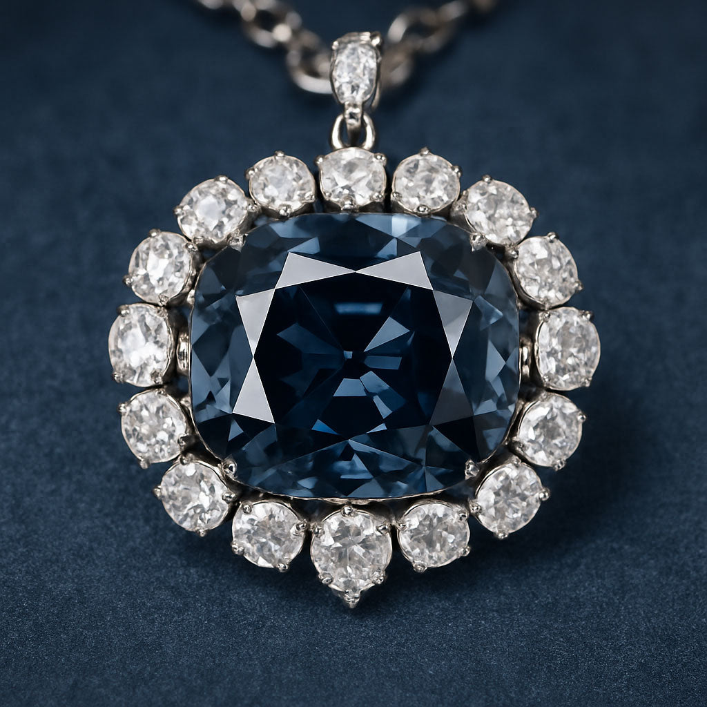 The Hope Diamond in its current setting with mysterious glow