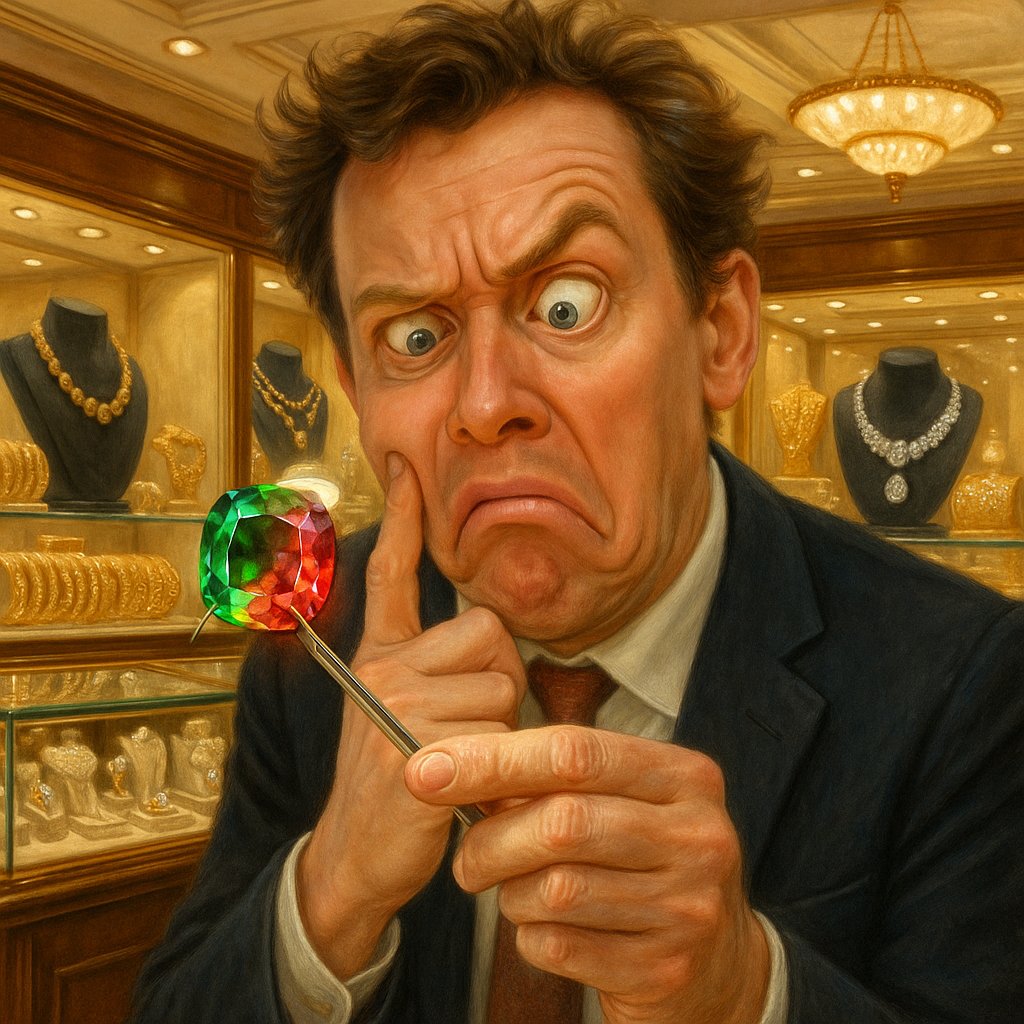 A stunning alexandrite gemstone displaying its magical color change from green to red