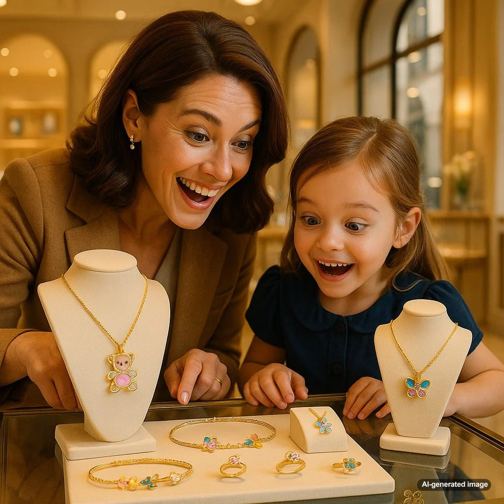 A beautiful adjustable gold bracelet and a delicate cross pendant, symbolizing the perfect growing jewelry gift for a godchild.