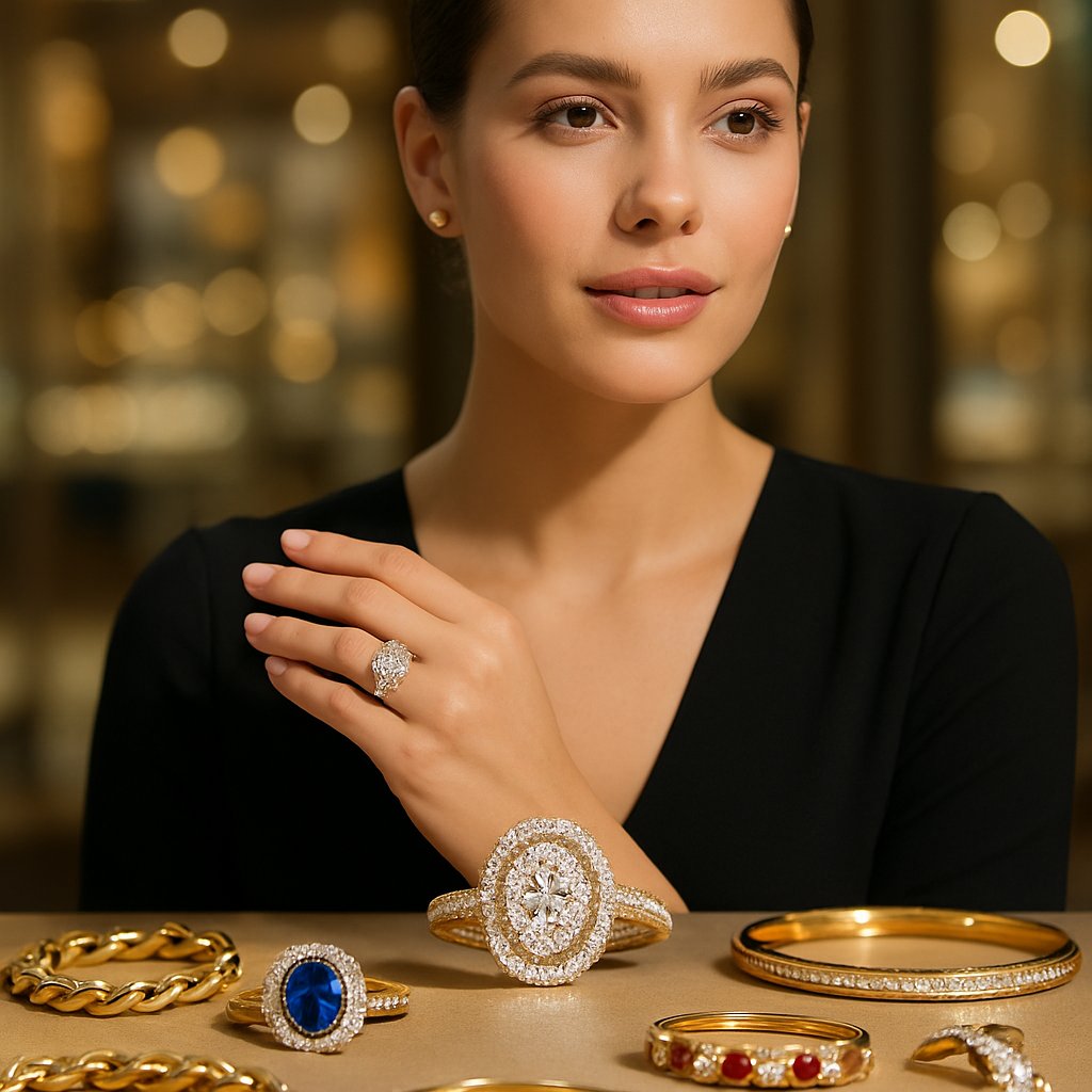 A woman's hand adorned with a stunning statement ring, showcasing how one piece of jewelry elevates a simple outfit