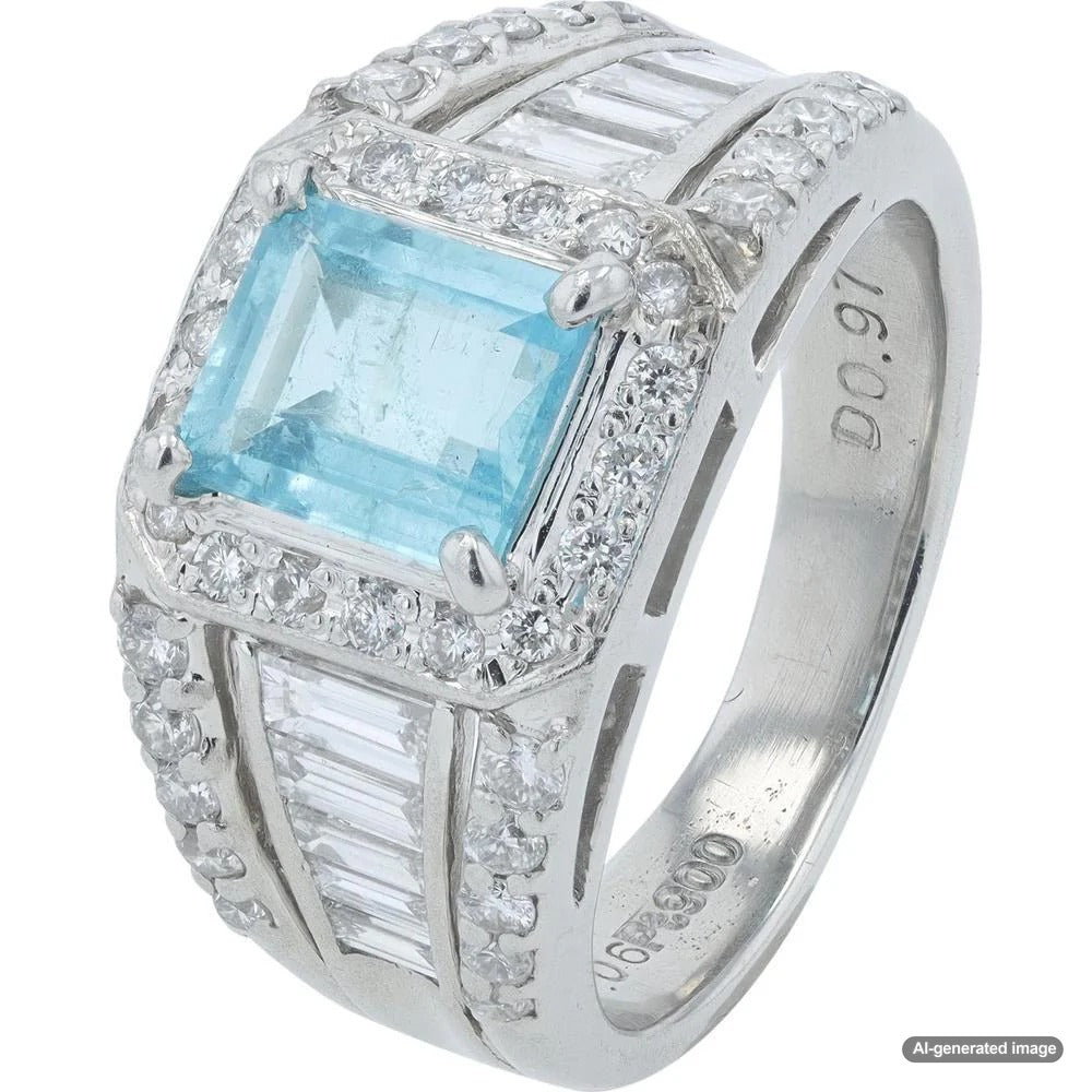 A stunning Paraiba Tourmaline gemstone showcasing its electrifying blue-green hues, set in a luxurious jewelry piece.