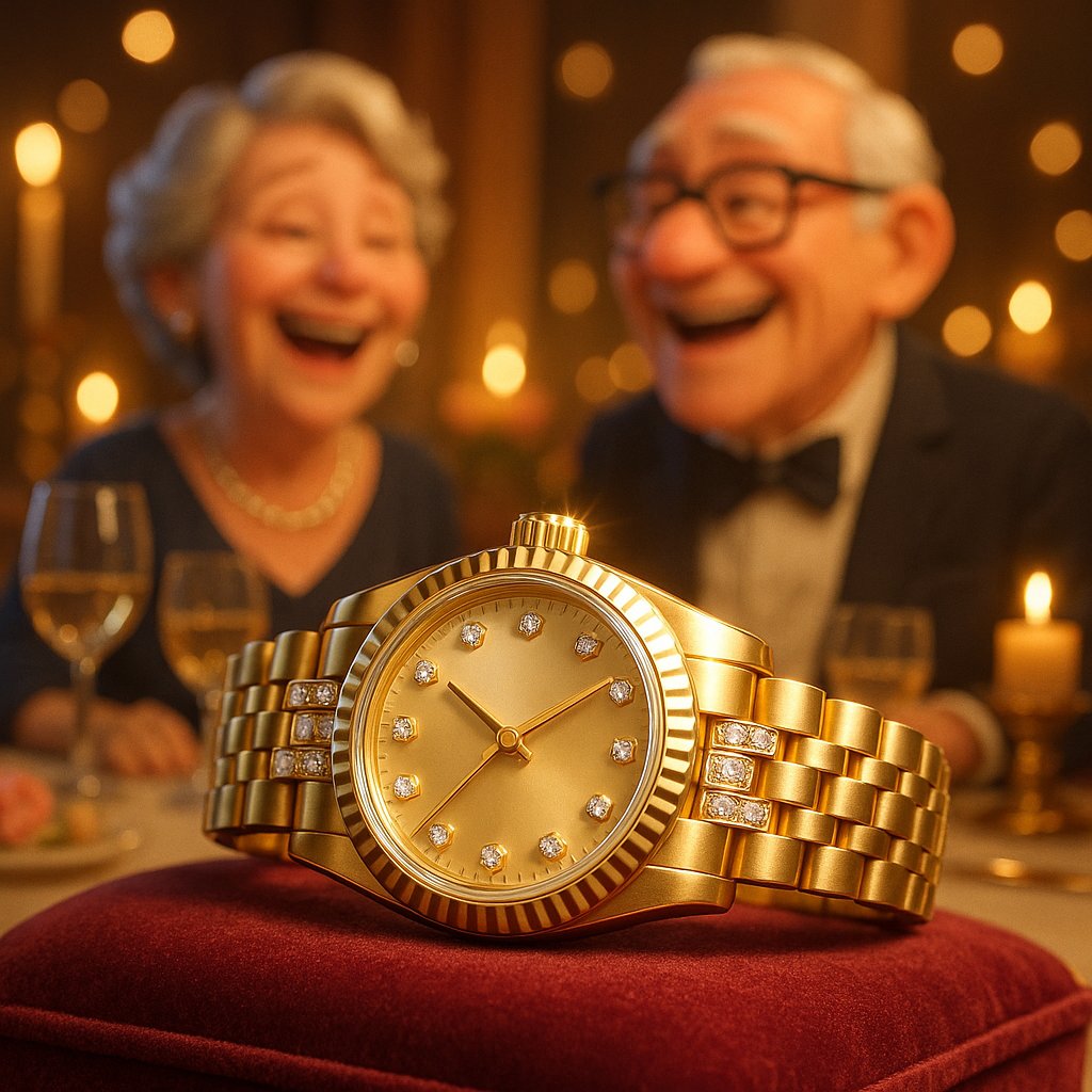 Luxury retirement watch displayed elegantly at Robinson's Jewelers, symbolizing the beginning of a new life chapter