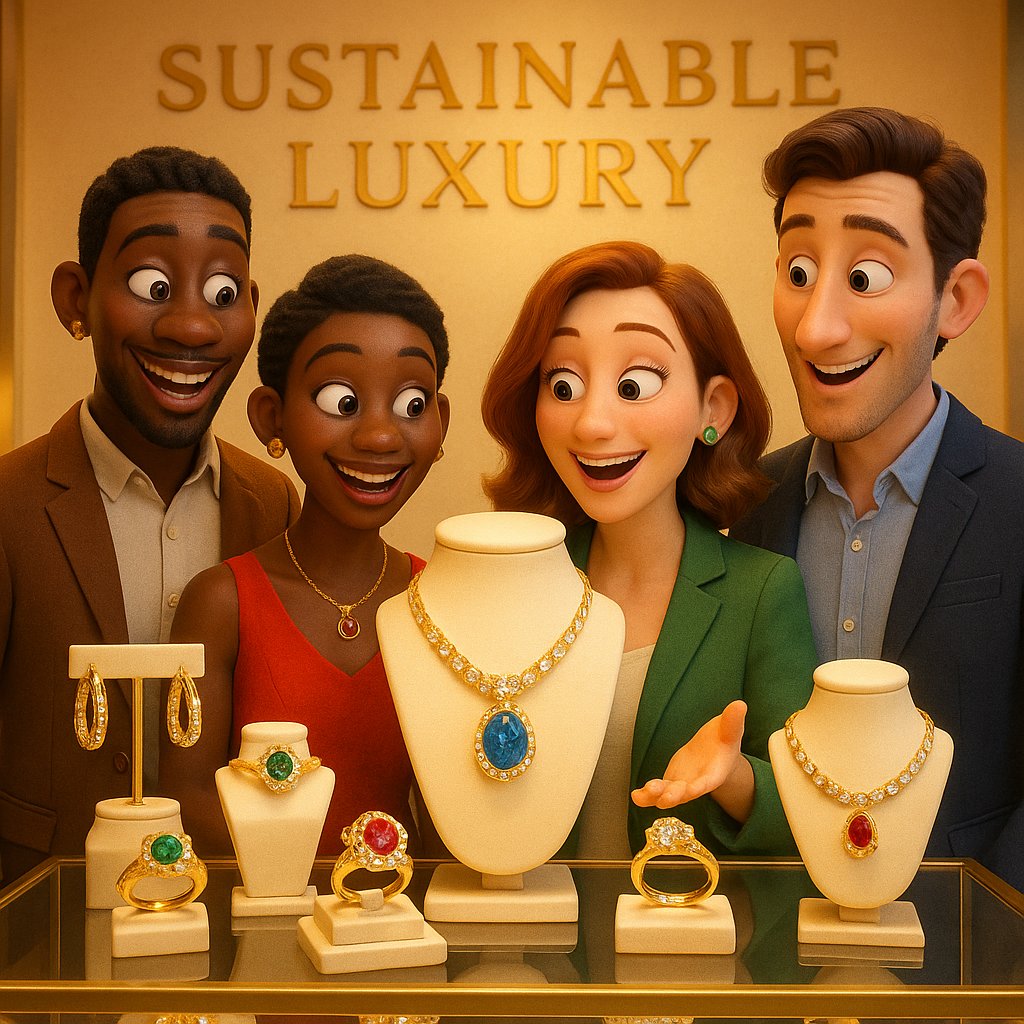 Sustainable jewelry featuring recycled gold and lab-grown diamonds