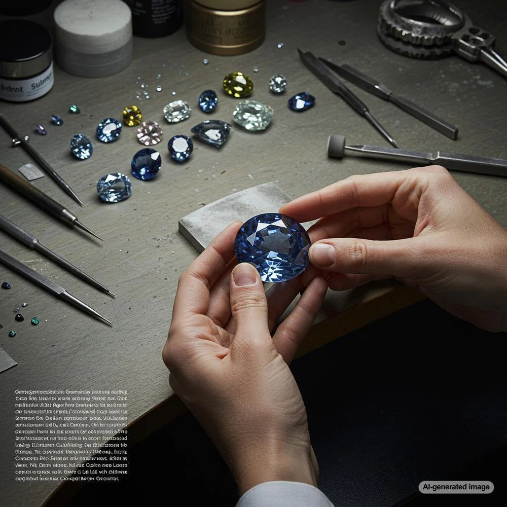 A dazzling array of expertly cut gemstones showcasing the art of gemstone cutting in jewelry design